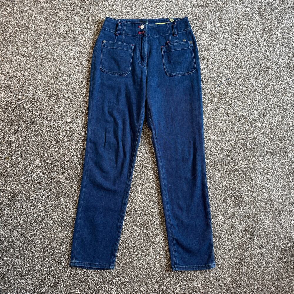 Maeve by Anthropologie Jeans Sz 28 Junie Slim High Rise Dark Wash Patch Pockets